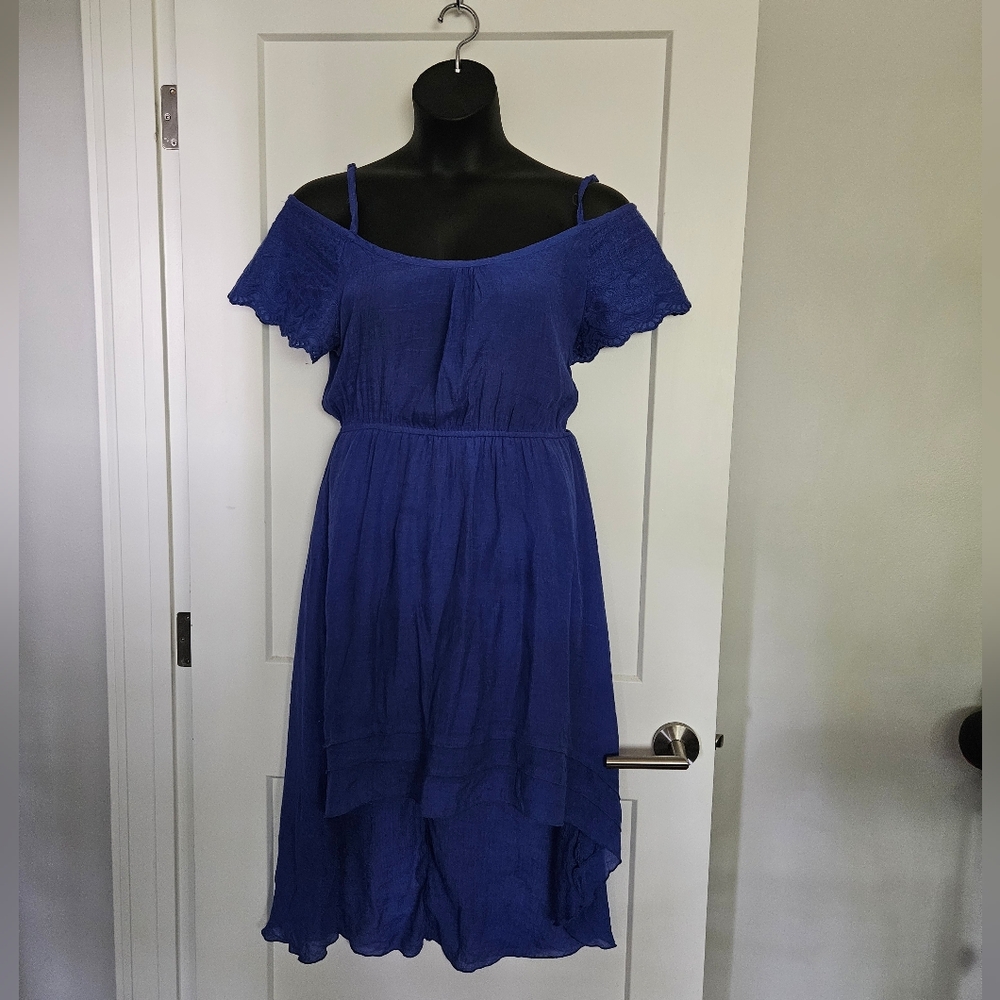 Ardene Blue Off-Shoulder High Low Dress